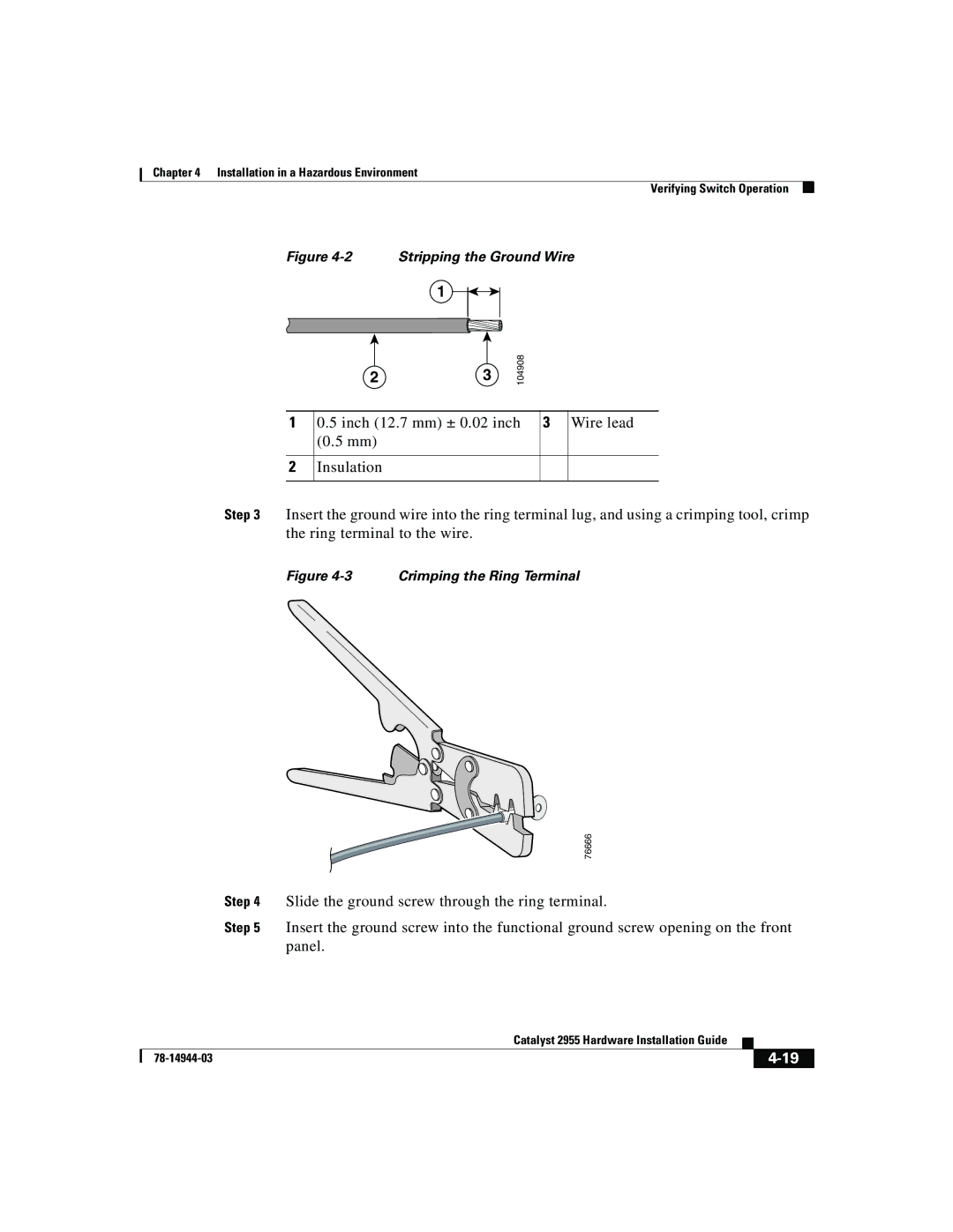 Cisco Systems Catalyst 2955 manual Slide the ground screw through the ring terminal 