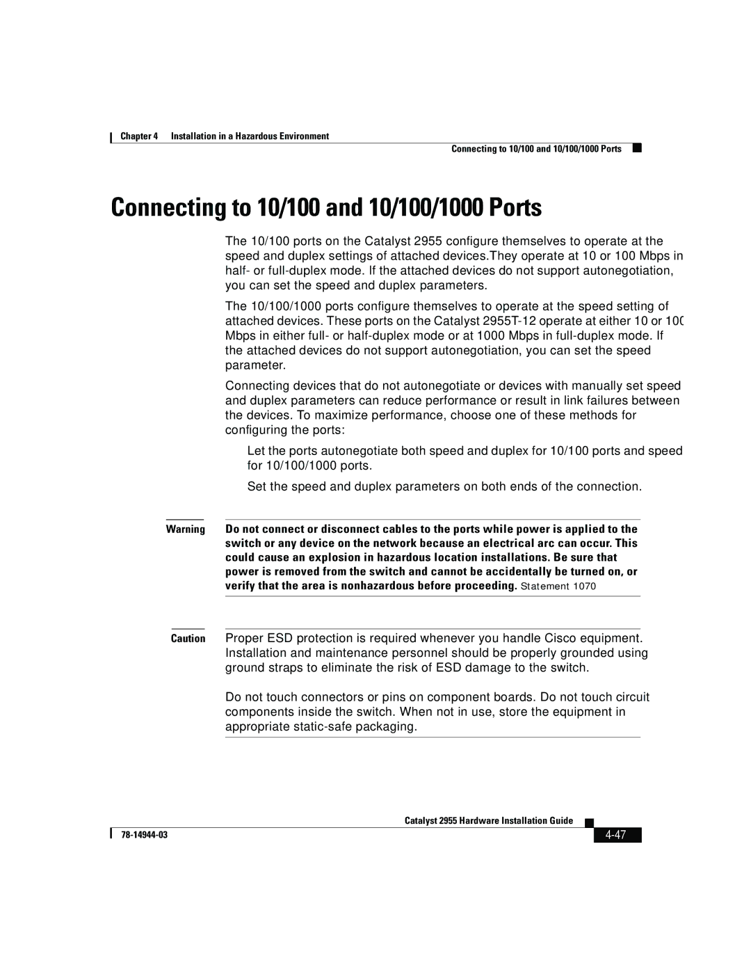 Cisco Systems Catalyst 2955 manual Connecting to 10/100 and 10/100/1000 Ports 