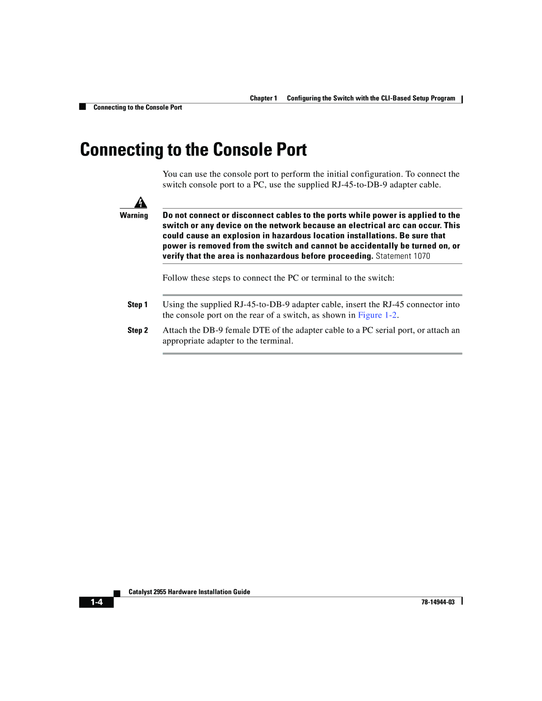 Cisco Systems Catalyst 2955 manual Connecting to the Console Port 