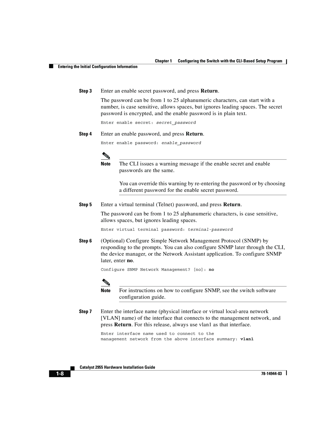 Cisco Systems Catalyst 2955 manual Enter an enable password, and press Return 