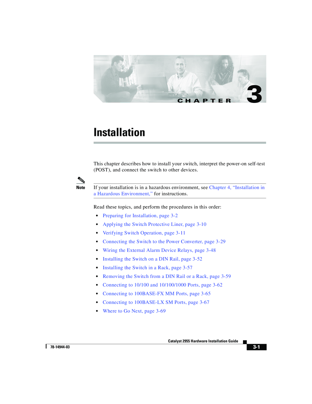 Cisco Systems Catalyst 2955 manual Installation 