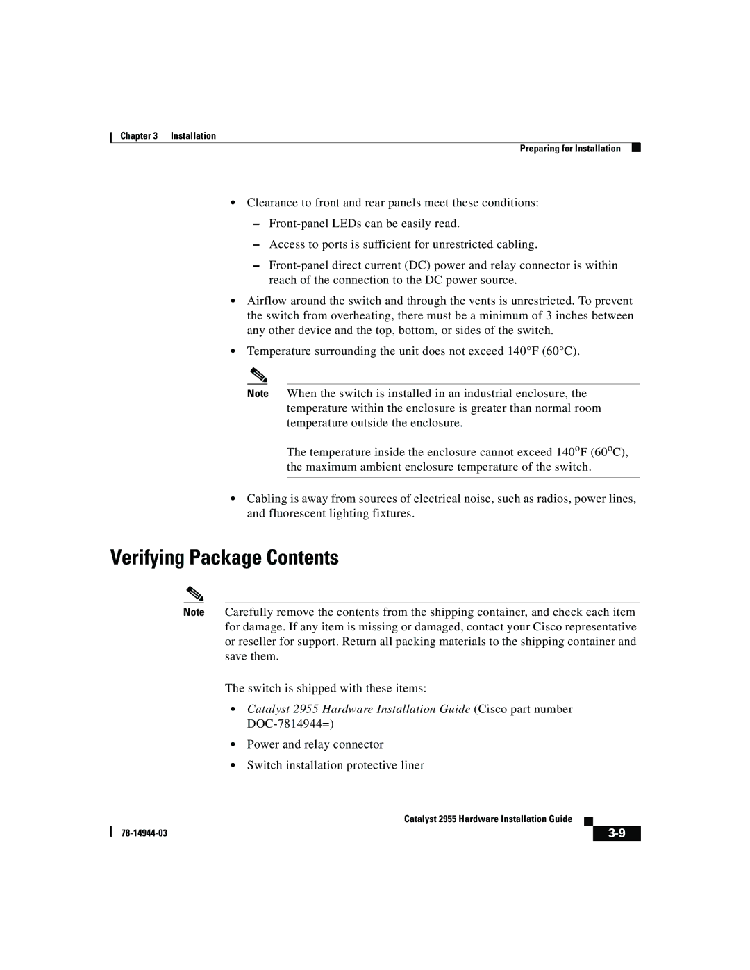 Cisco Systems Catalyst 2955 manual Verifying Package Contents 