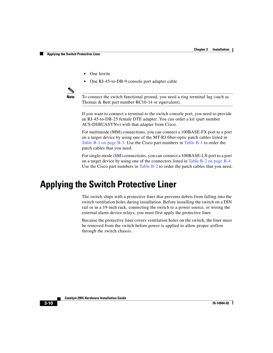 Cisco Systems Catalyst 2955 manual Applying the Switch Protective Liner 