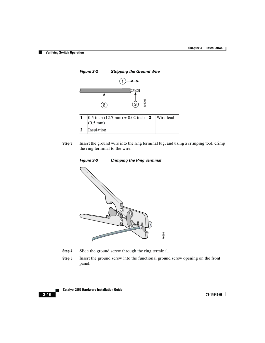 Cisco Systems Catalyst 2955 manual Slide the ground screw through the ring terminal 