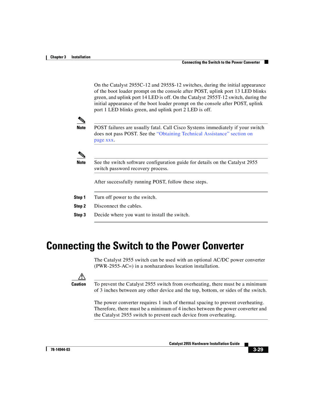 Cisco Systems Catalyst 2955 manual Connecting the Switch to the Power Converter 