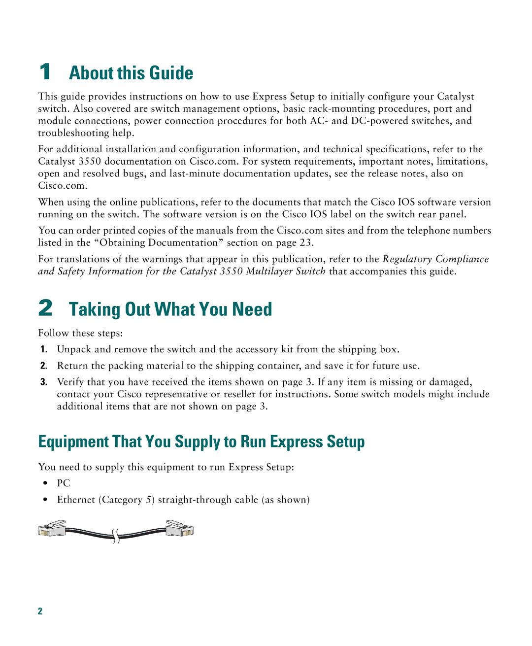 Cisco Systems Catalyst 3550 About this Guide, Taking Out What You Need, Equipment That You Supply to Run Express Setup 