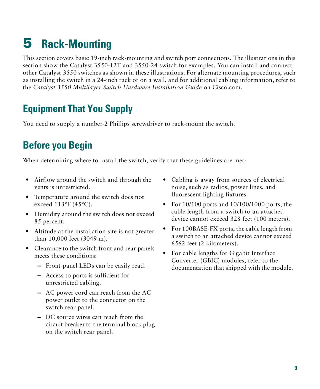 Cisco Systems Catalyst 3550 warranty Rack-Mounting, Equipment That You Supply, Before you Begin 