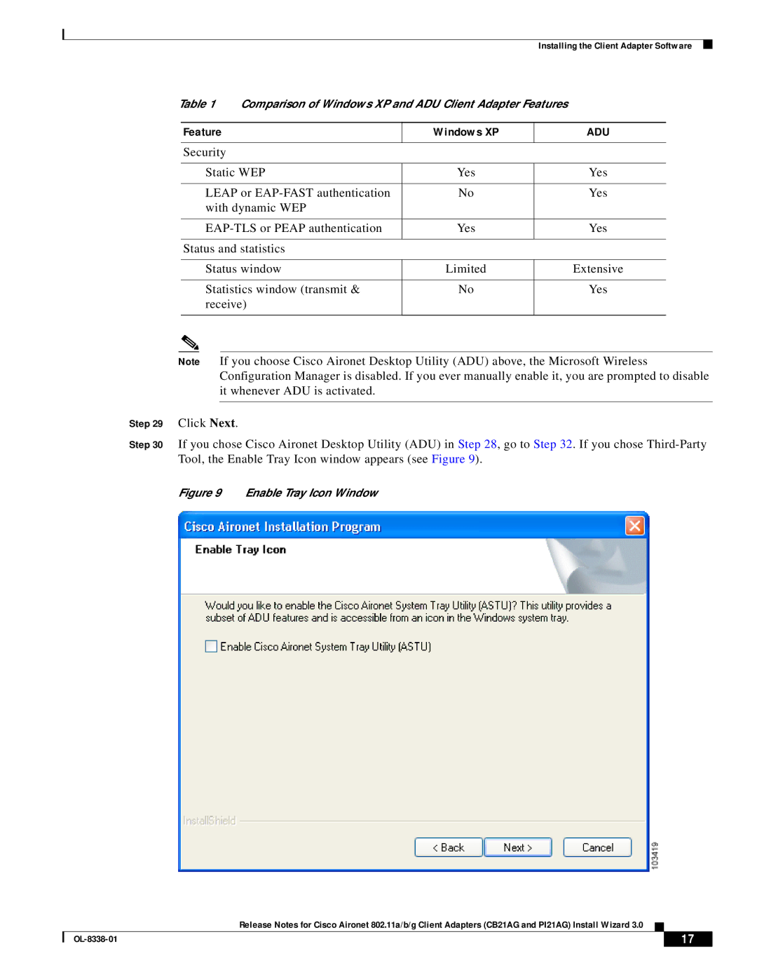 Cisco Systems CB21AG and PI21AG manual Enable Tray Icon Window 