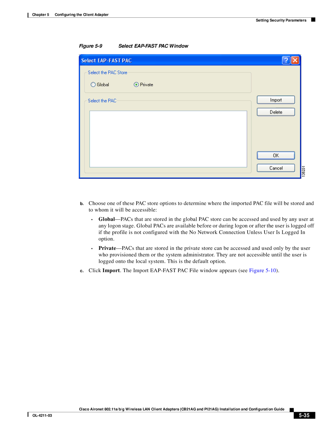 Cisco Systems CB21AG manual Select EAP-FAST PAC Window 