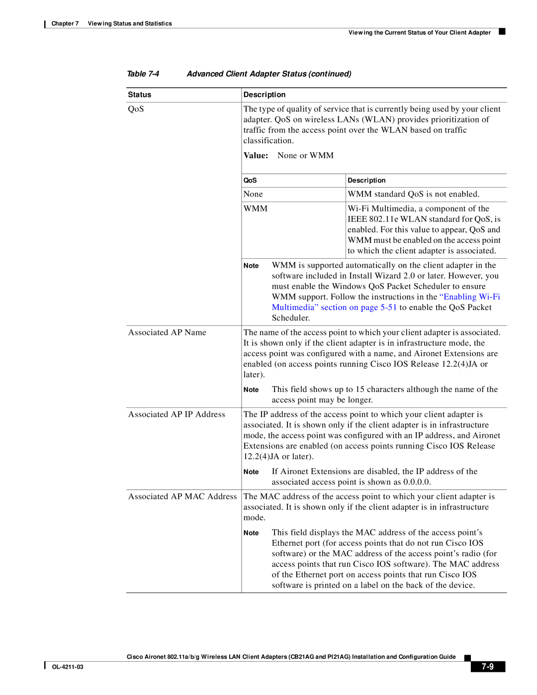 Cisco Systems CB21AG manual Wmm 