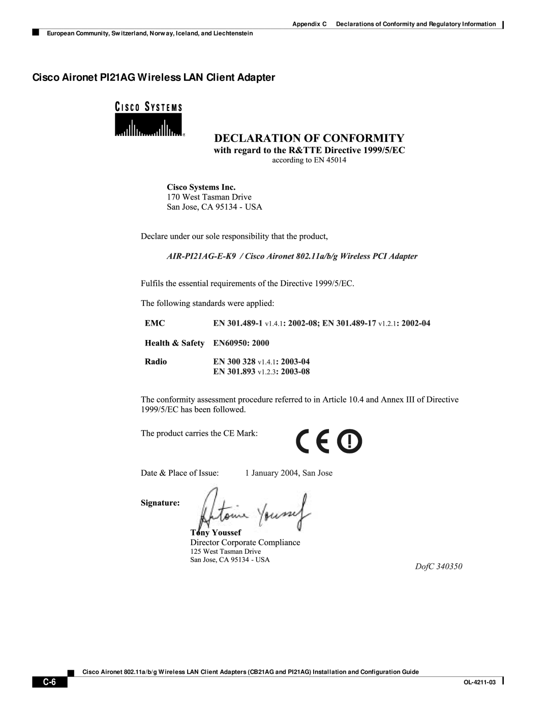 Cisco Systems CB21AG manual Cisco Aironet PI21AG Wireless LAN Client Adapter 