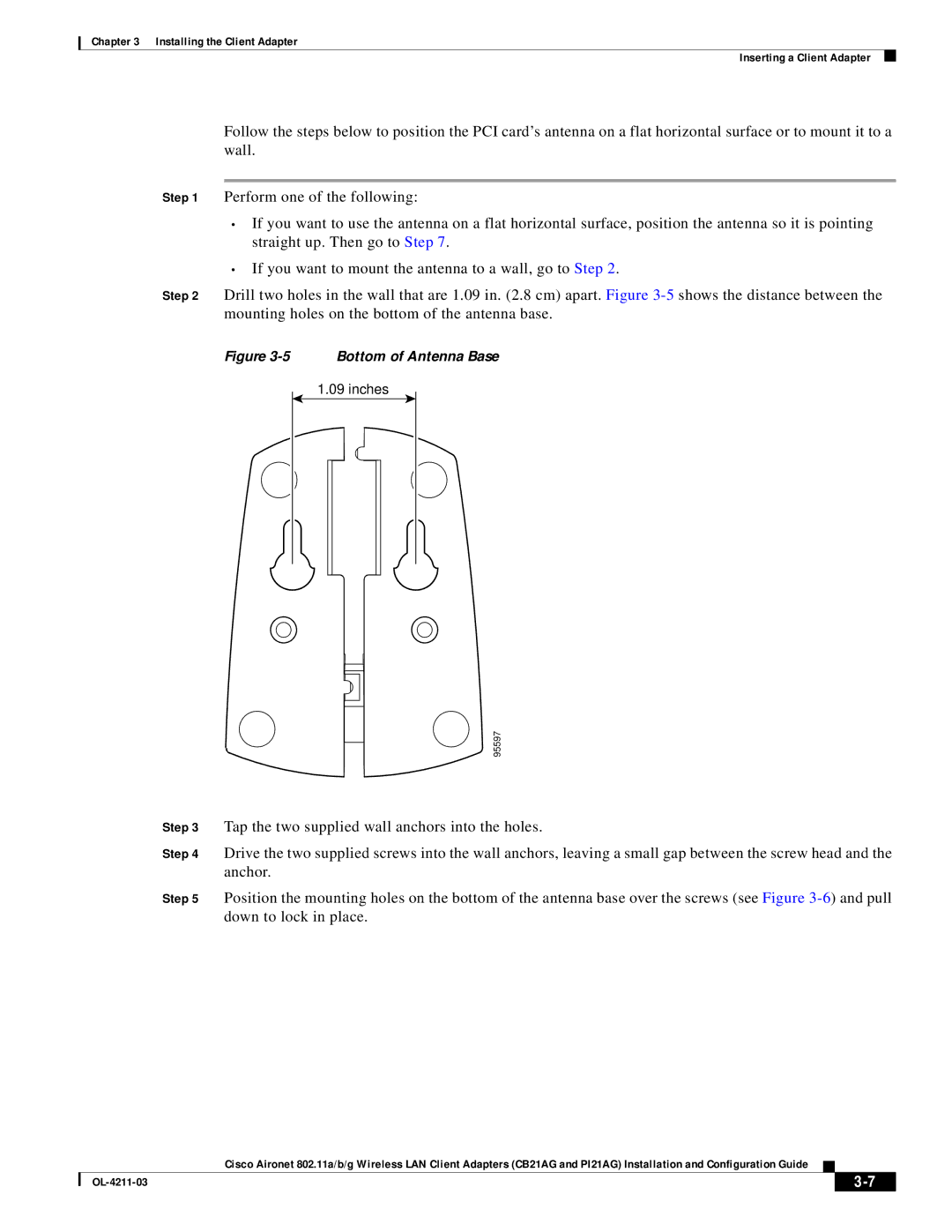 Cisco Systems CB21AG manual Bottom of Antenna Base 