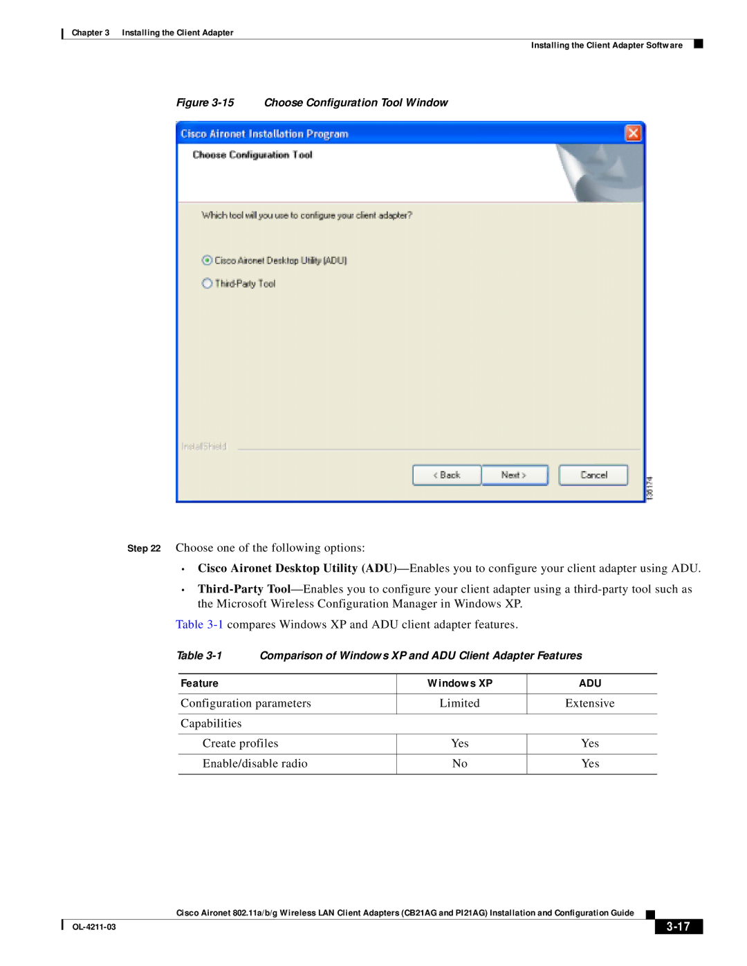 Cisco Systems CB21AG manual Feature, Choose Configuration Tool Window 