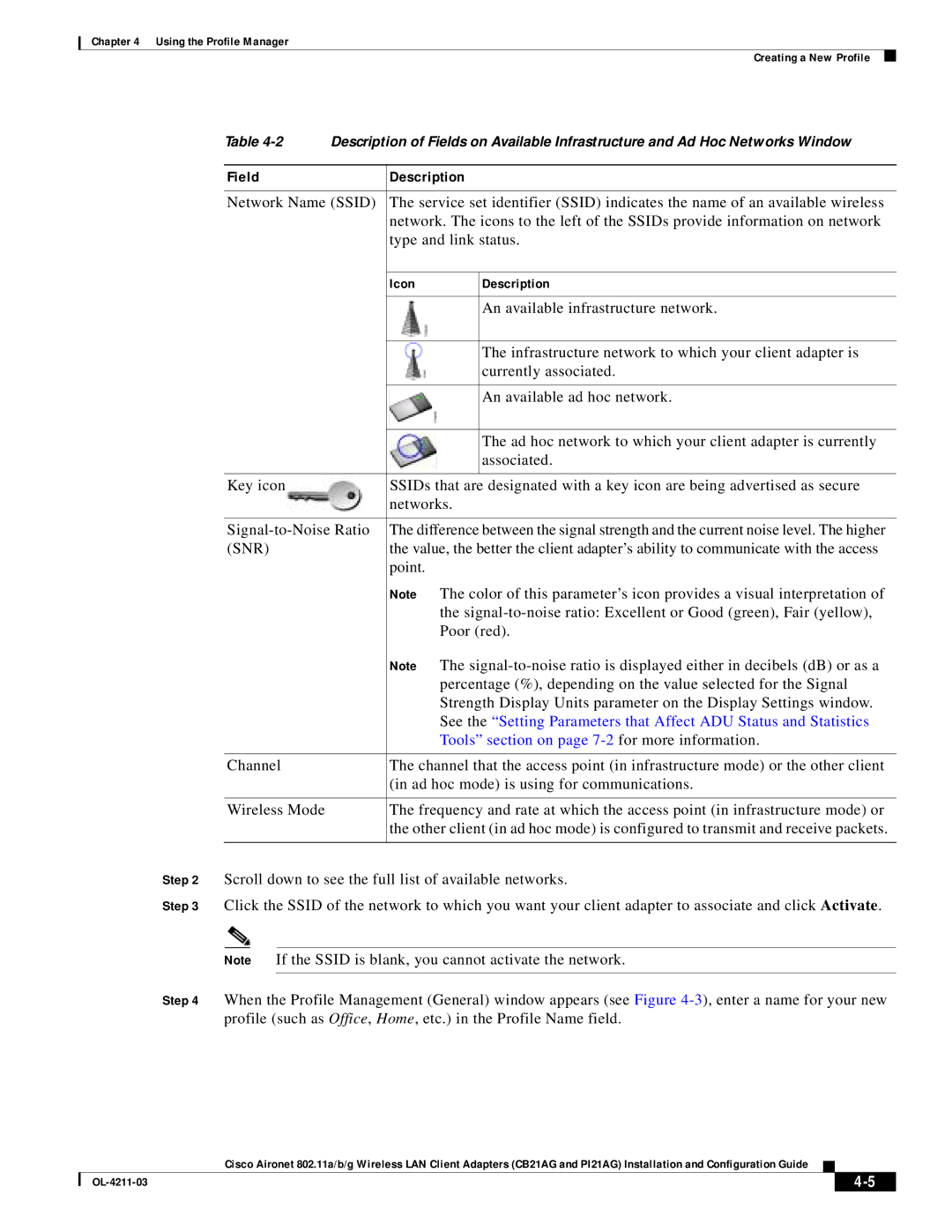 Cisco Systems CB21AG manual Snr 