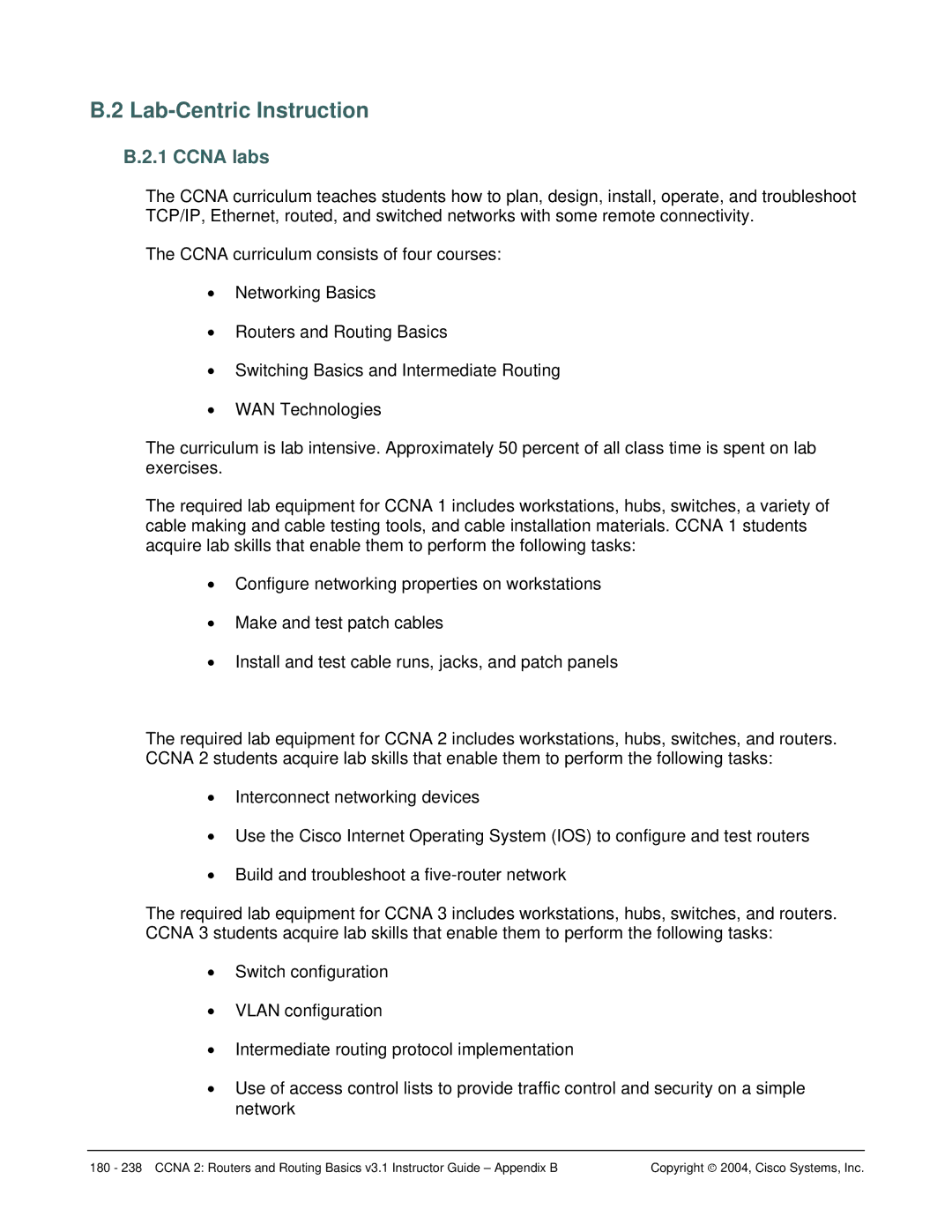 Cisco Systems CCNA 2 manual Lab-Centric Instruction, Ccna labs 