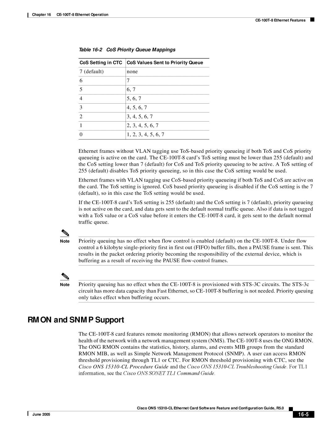 Cisco Systems CE-100T-8 specifications Rmon and Snmp Support, 16-5 