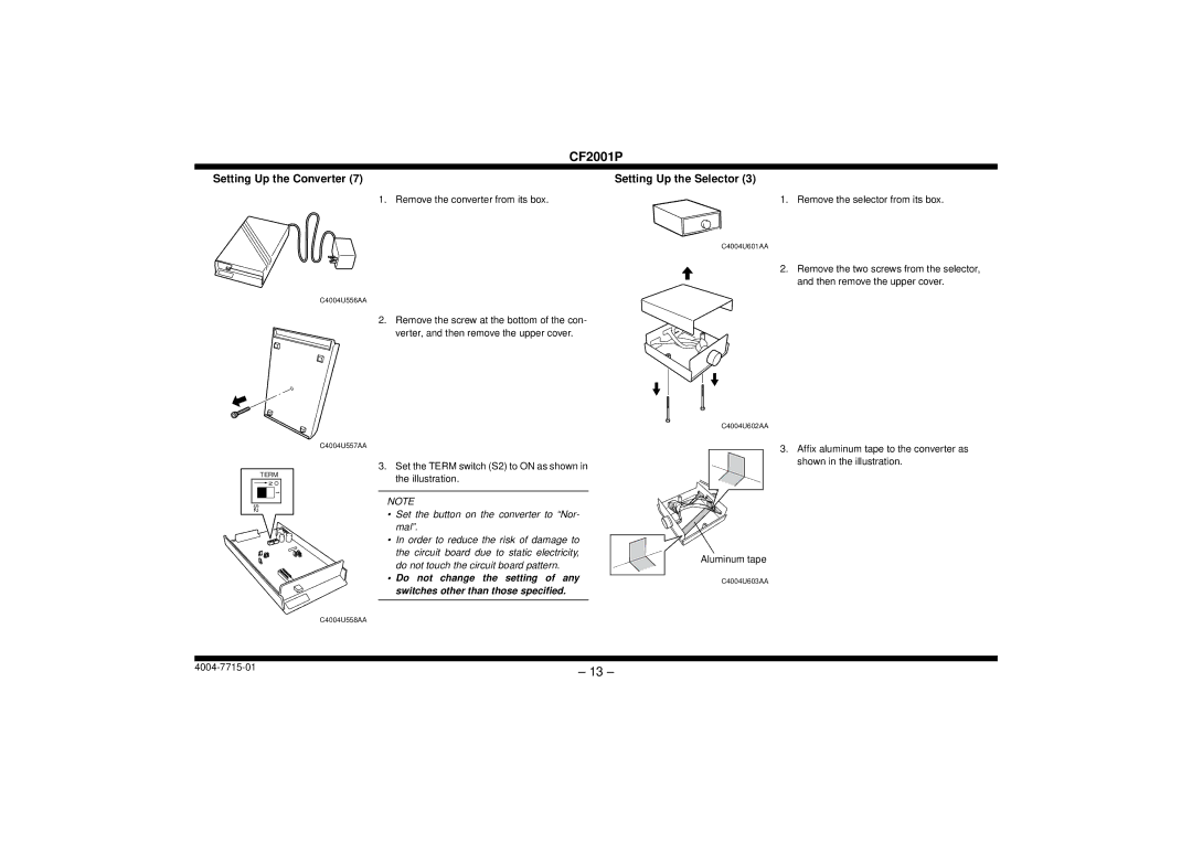 Cisco Systems CF2001P user manual Setting Up the Converter Setting Up the Selector 