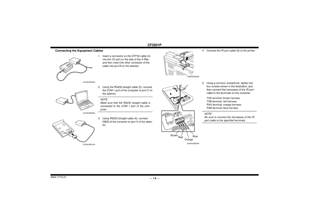 Cisco Systems CF2001P user manual Connecting the Equipment Cables, Tor 