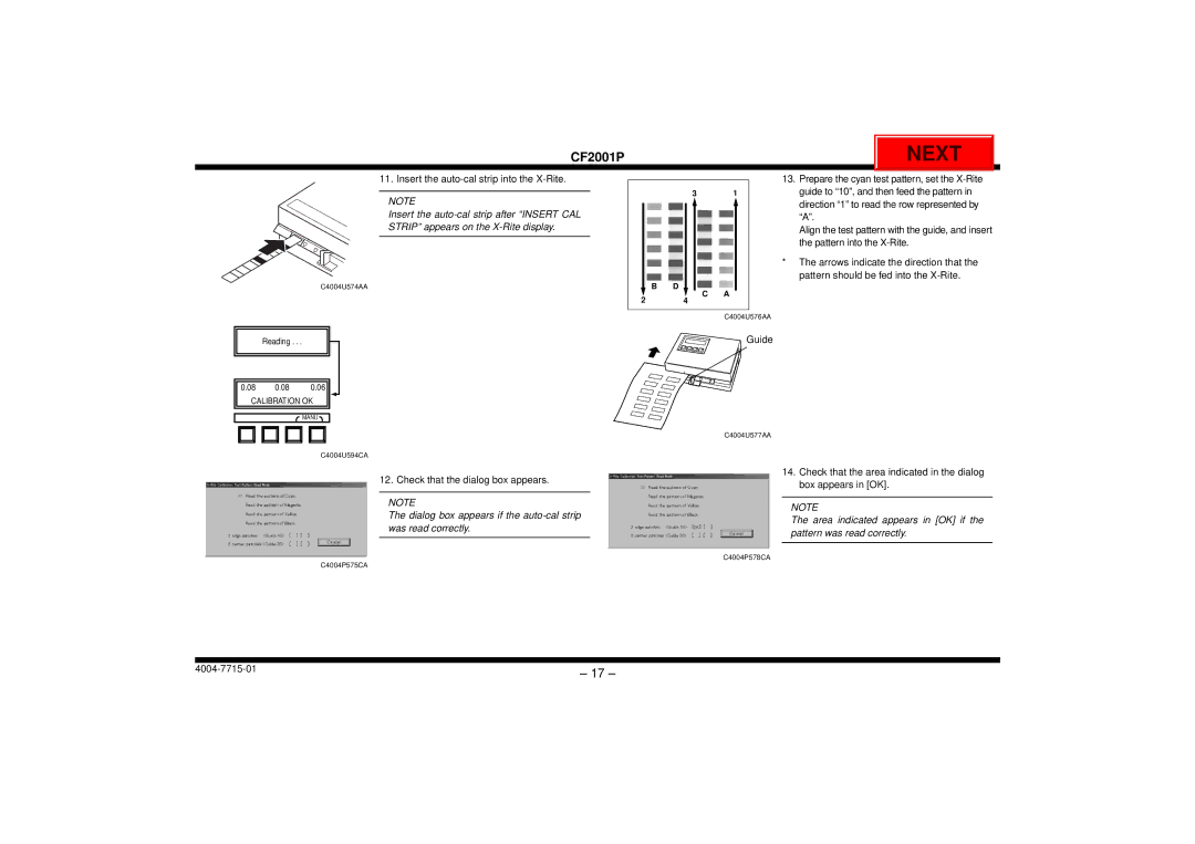 Cisco Systems CF2001P user manual Dialog box appears if the auto-cal strip was read correctly 