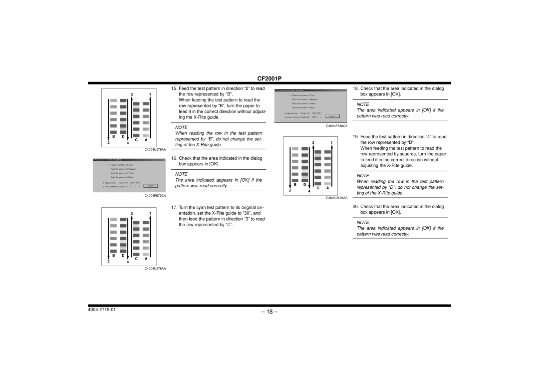 Cisco Systems CF2001P user manual Turn the cyan test pattern to its original ori 