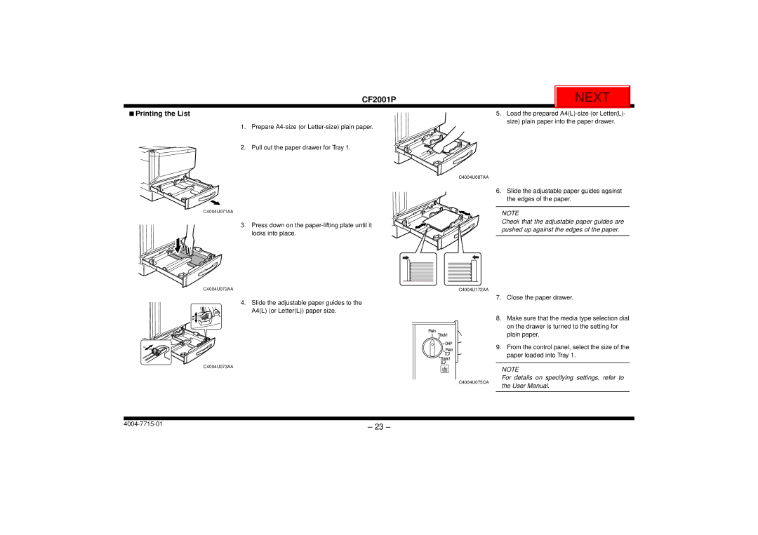 Cisco Systems CF2001P user manual Printing the List 