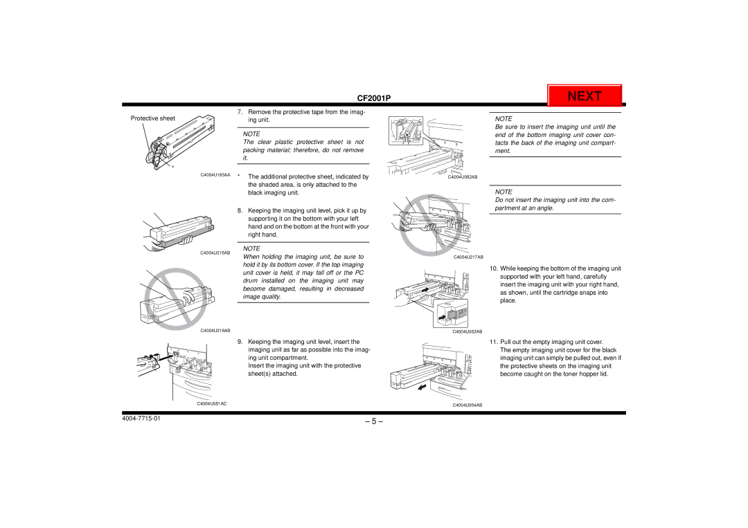 Cisco Systems CF2001P Clear plastic protective sheet is not, Packing material therefore, do not remove, Black imaging unit 