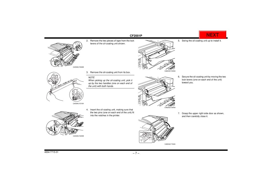 Cisco Systems CF2001P user manual Remove the oil-coating unit from its box 