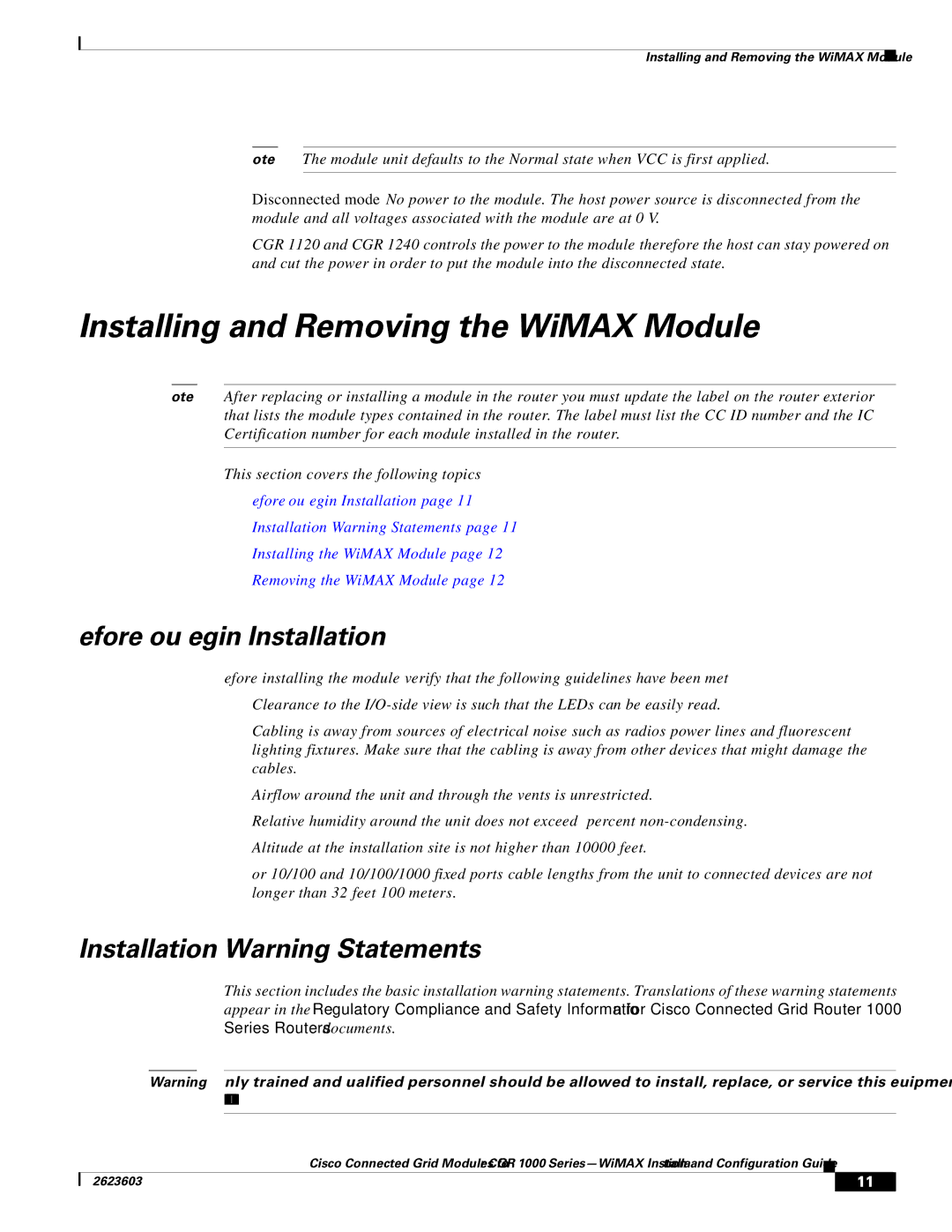 Cisco Systems CGR1120K9 manual Installing and Removing the WiMAX Module, Before You Begin Installation 