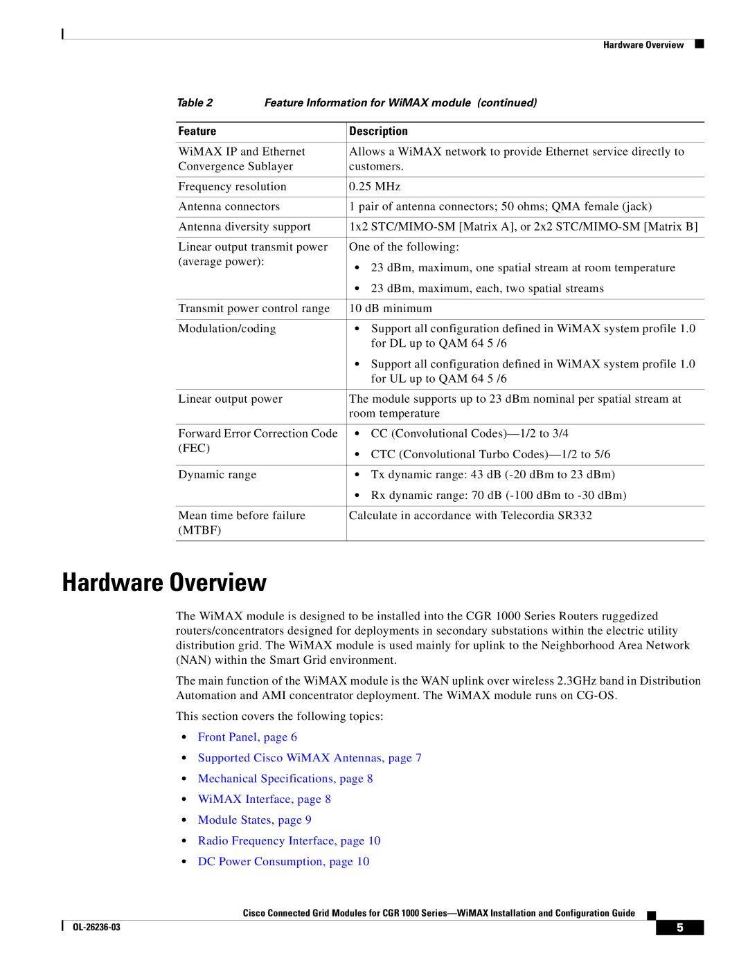 Cisco Systems CGR1120K9 manual Hardware Overview, Fec 