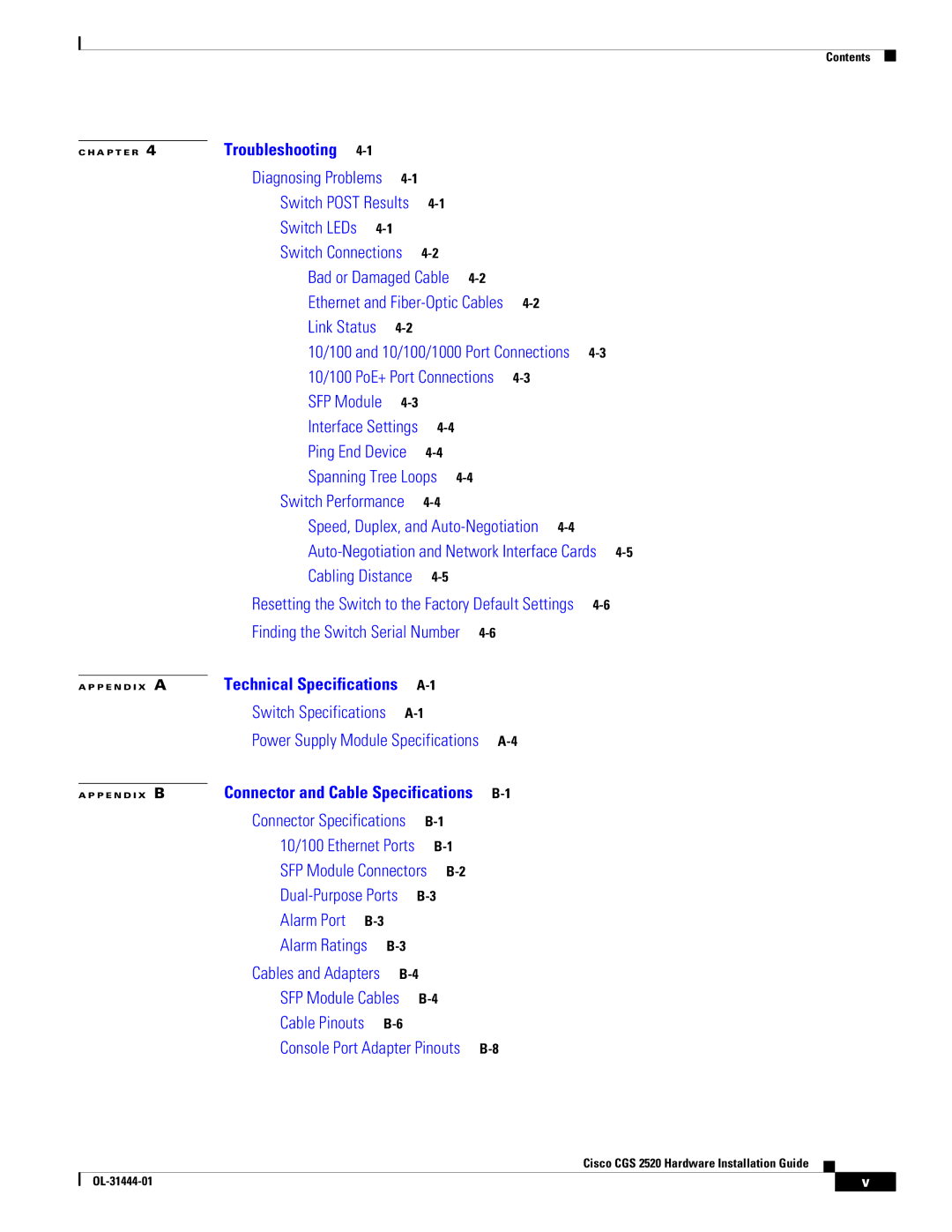 Cisco Systems CGS 2520 manual Troubleshooting 