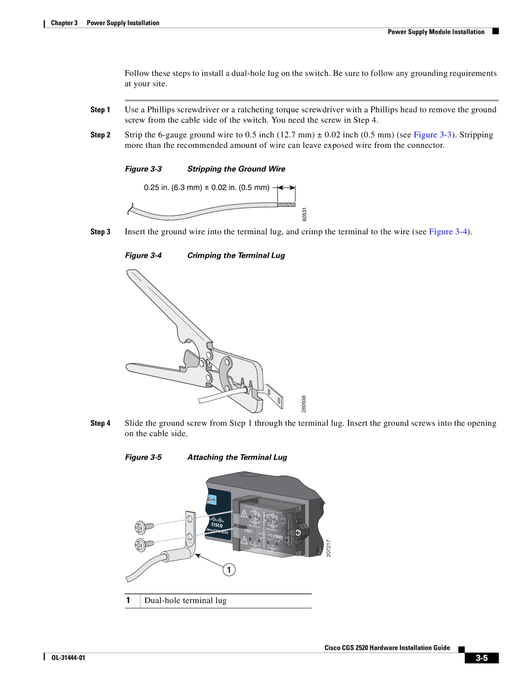 Cisco Systems CGS 2520 manual Dual-hole terminal lug 