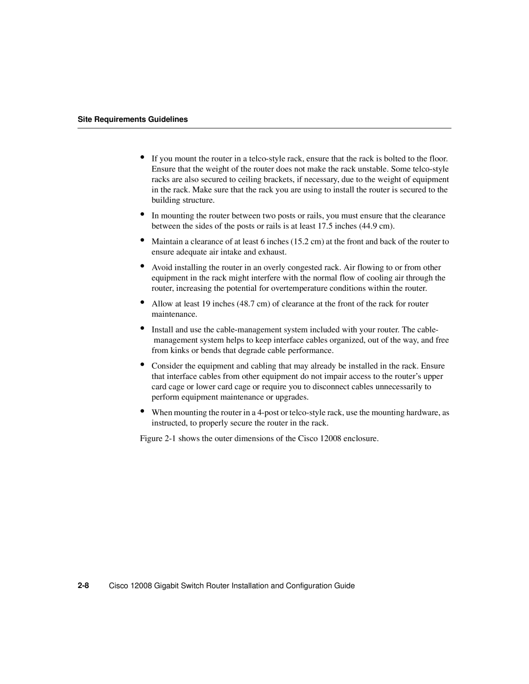 Cisco Systems manual Shows the outer dimensions of the Cisco 12008 enclosure 