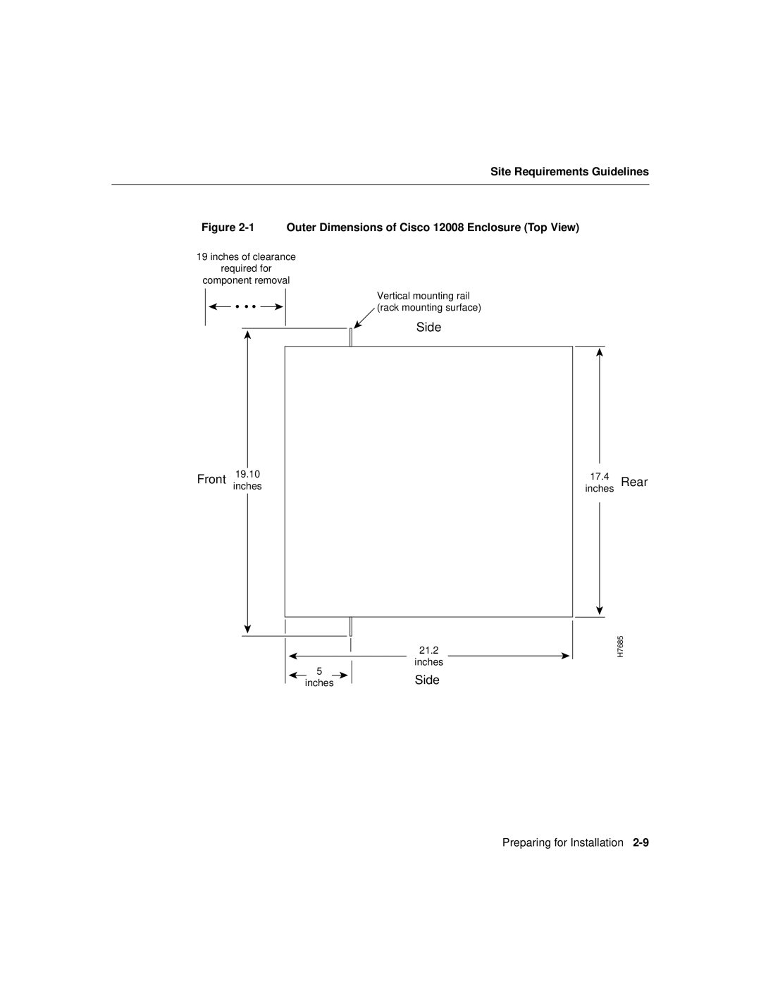 Cisco Systems Cisco 12008 manual Side Front inches19.10 