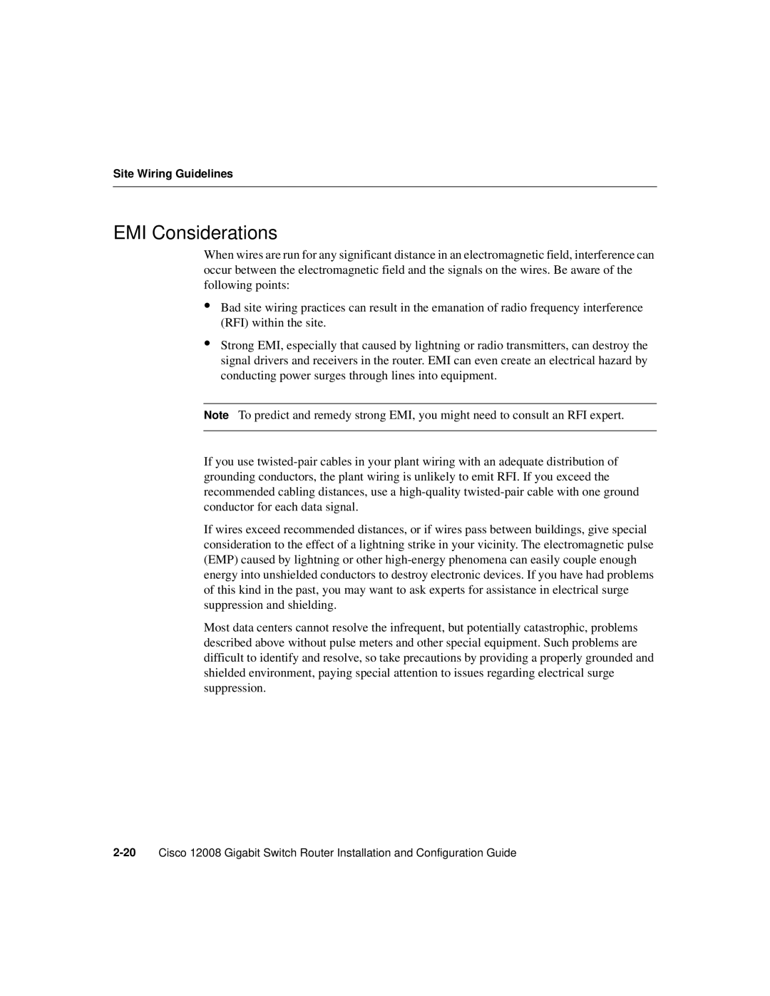 Cisco Systems Cisco 12008 manual EMI Considerations 