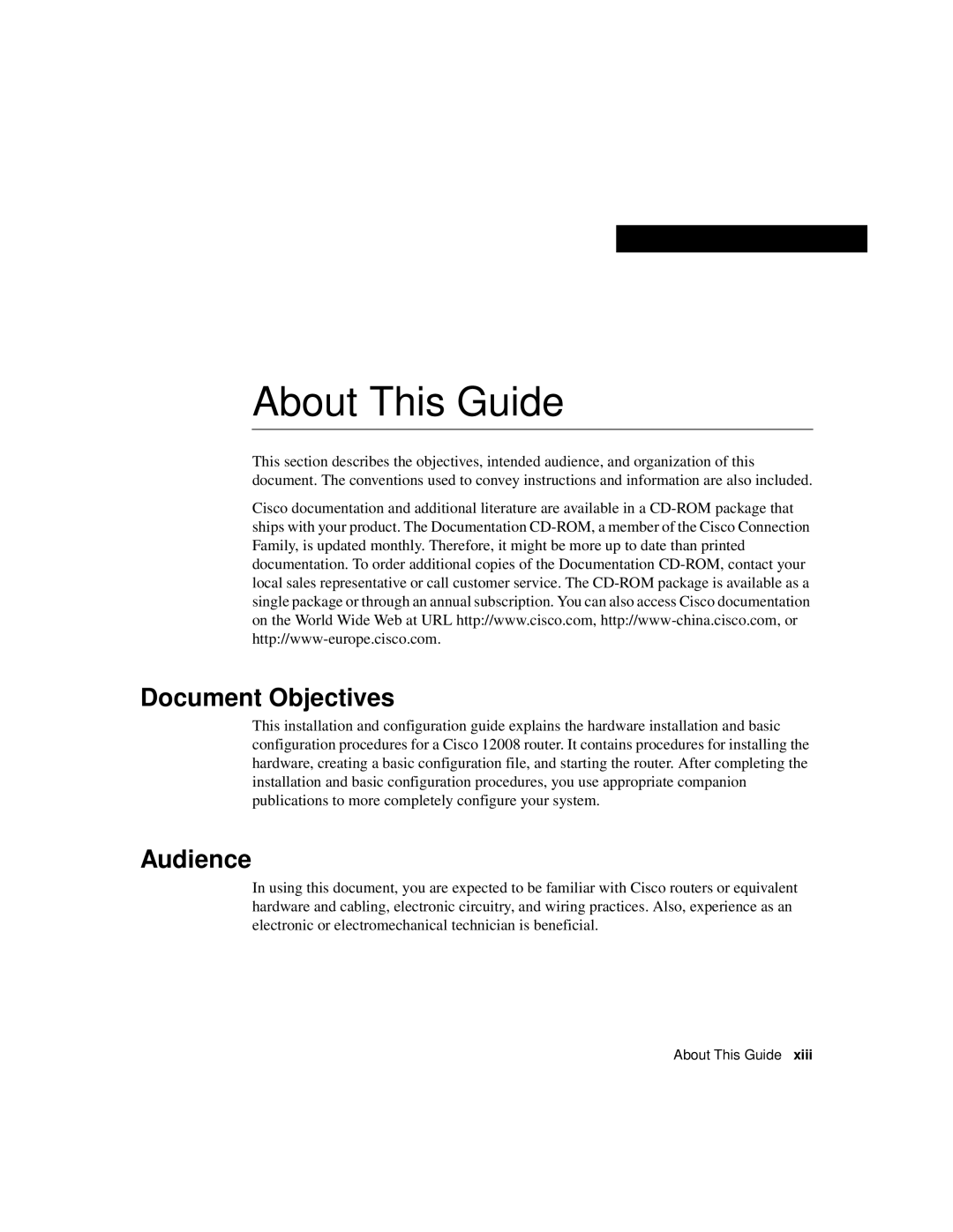 Cisco Systems Cisco 12008 manual Document Objectives, Audience 