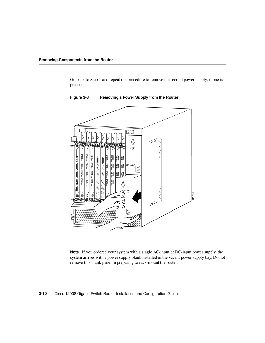 Cisco Systems Cisco 12008 manual Removing a Power Supply from the Router 