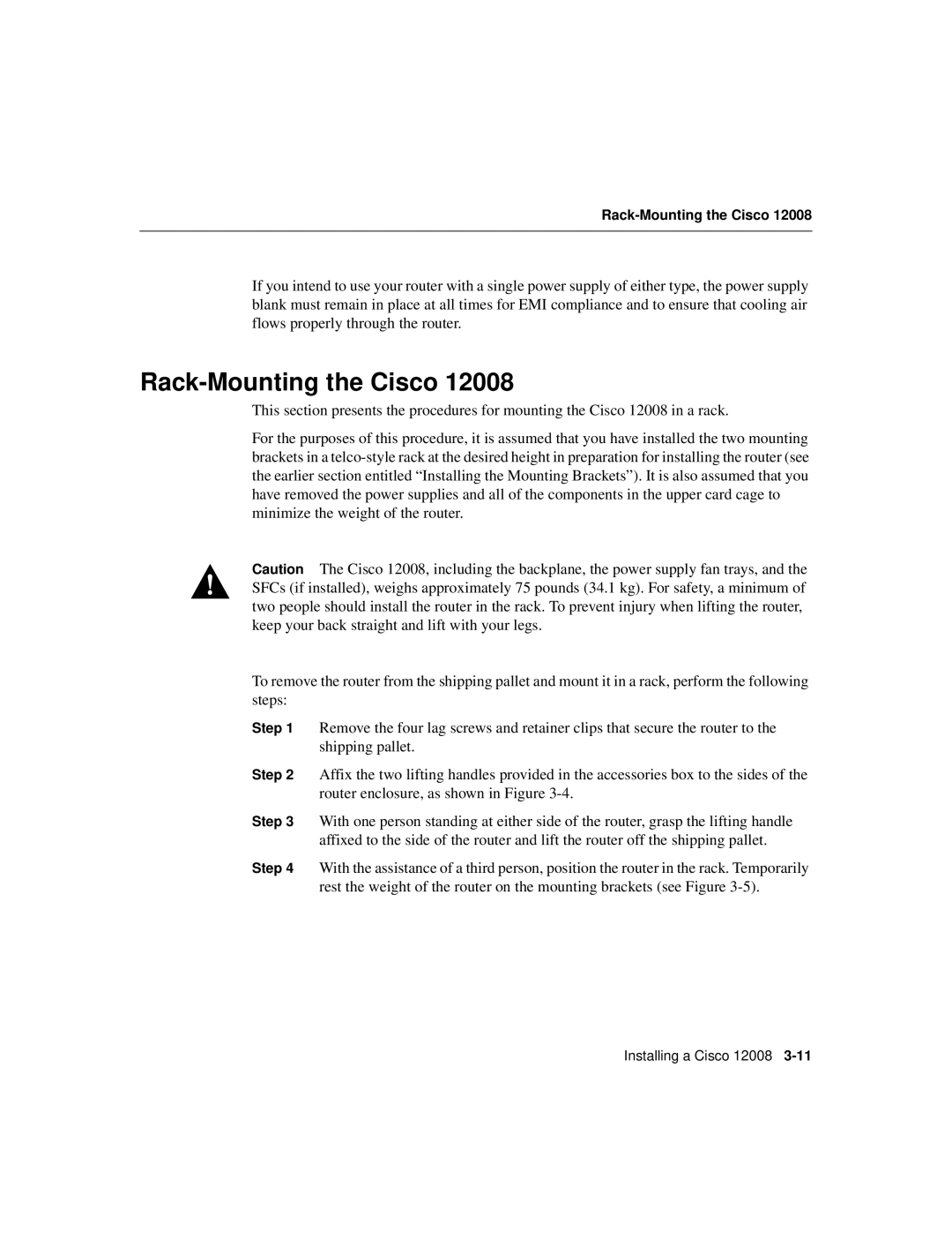 Cisco Systems Cisco 12008 manual Rack-Mounting the Cisco 