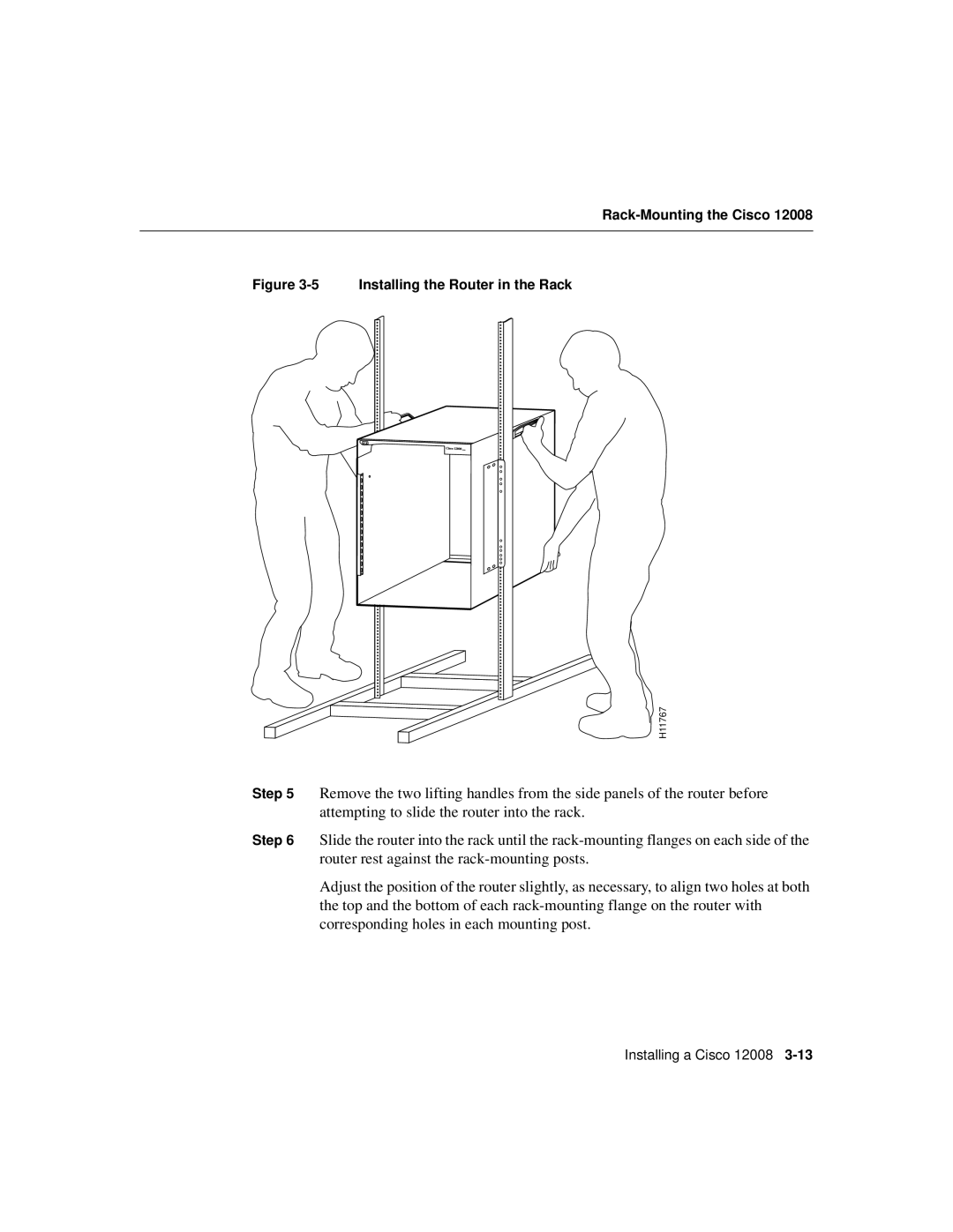 Cisco Systems Cisco 12008 manual Installing the Router in the Rack 