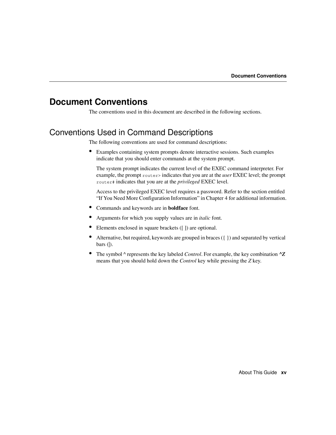 Cisco Systems Cisco 12008 manual Document Conventions, Conventions Used in Command Descriptions 