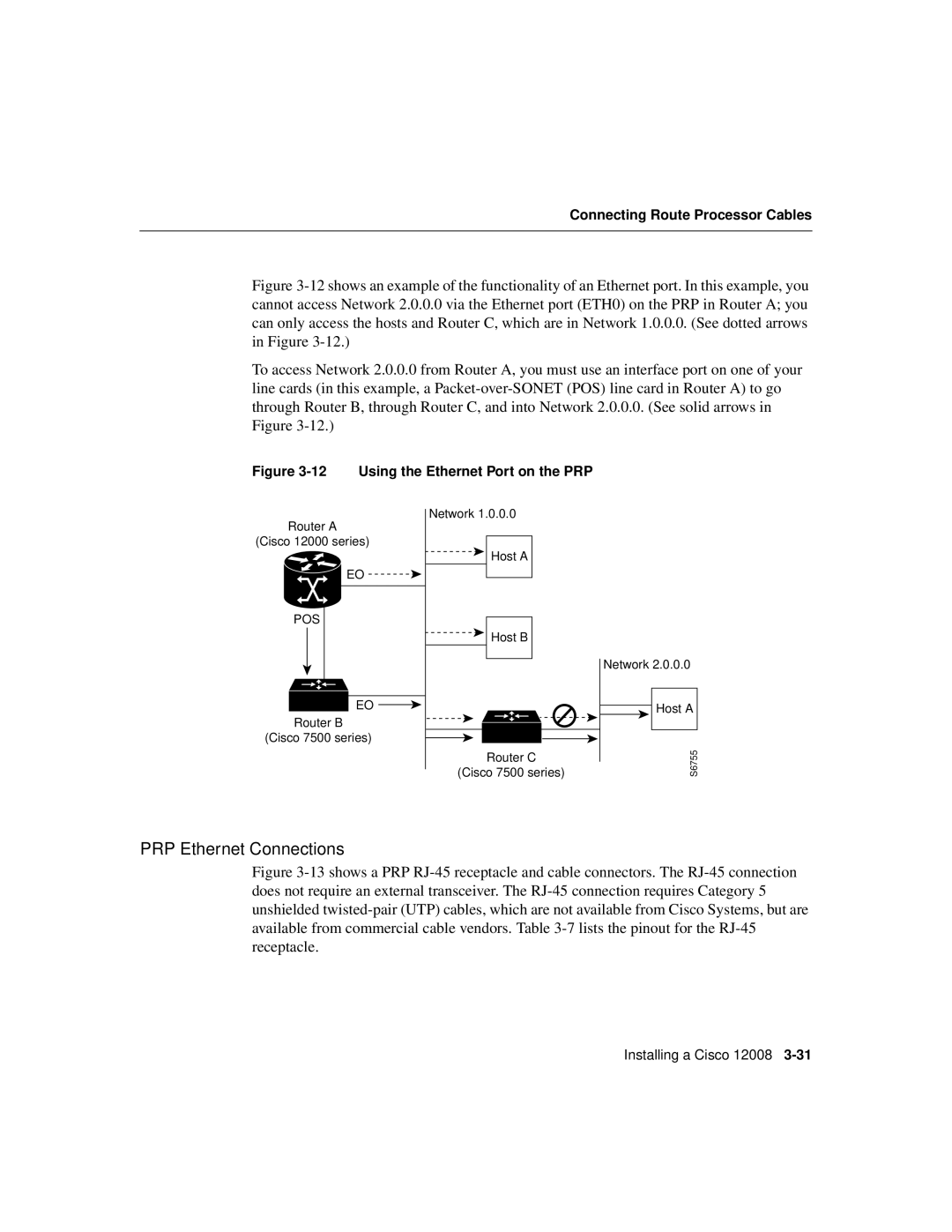 Cisco Systems Cisco 12008 manual PRP Ethernet Connections, Using the Ethernet Port on the PRP 