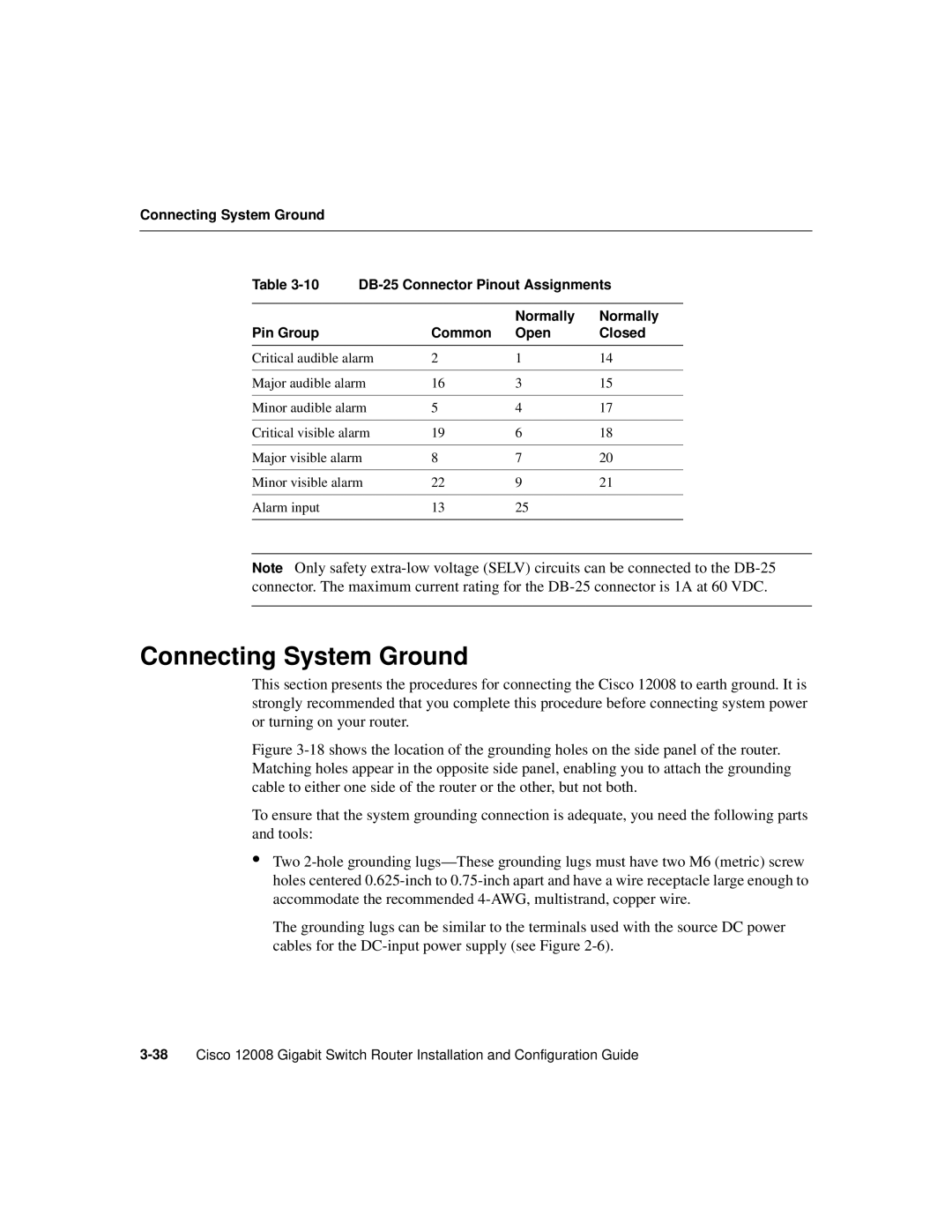 Cisco Systems Cisco 12008 manual Connecting System Ground 