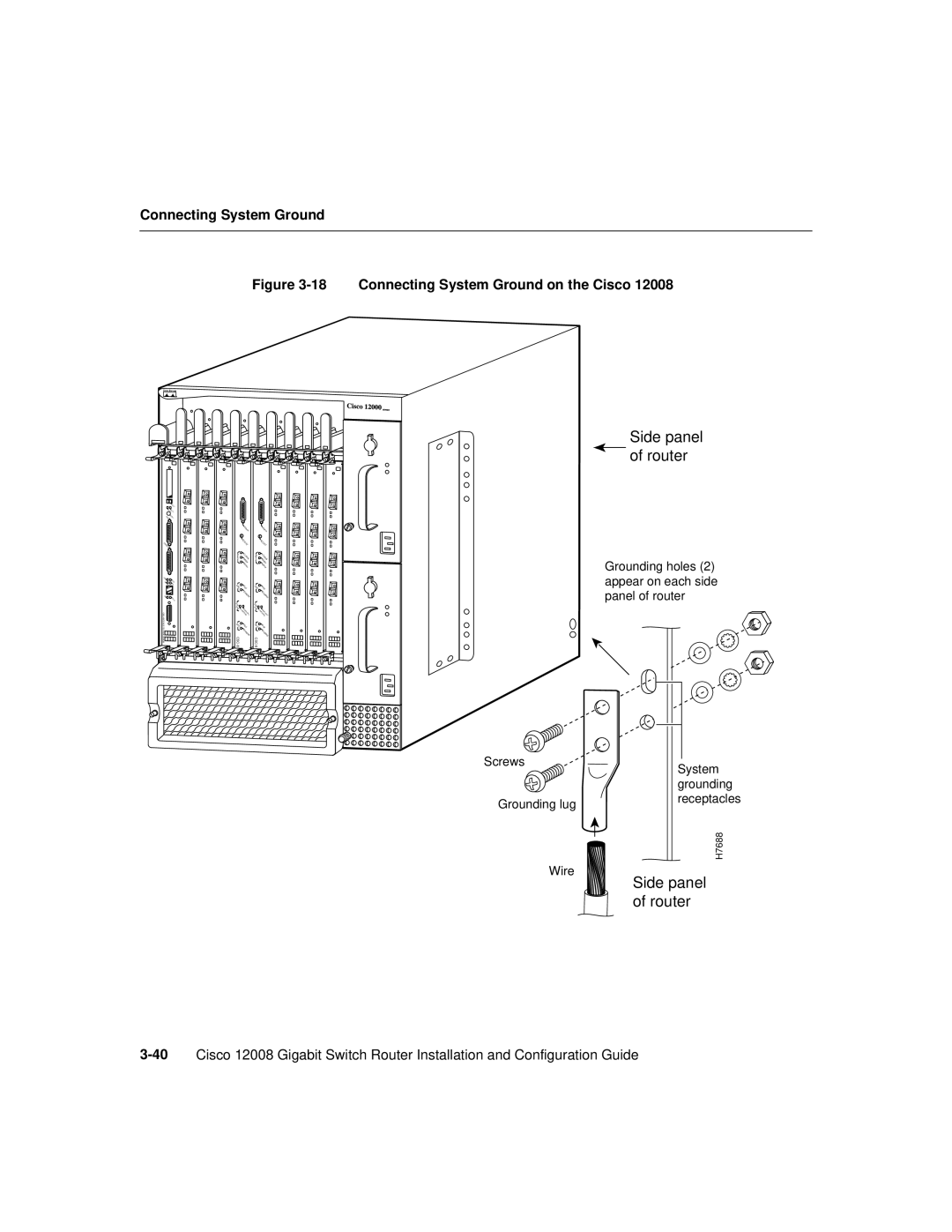 Cisco Systems Cisco 12008 manual Connecting System Ground on the Cisco 