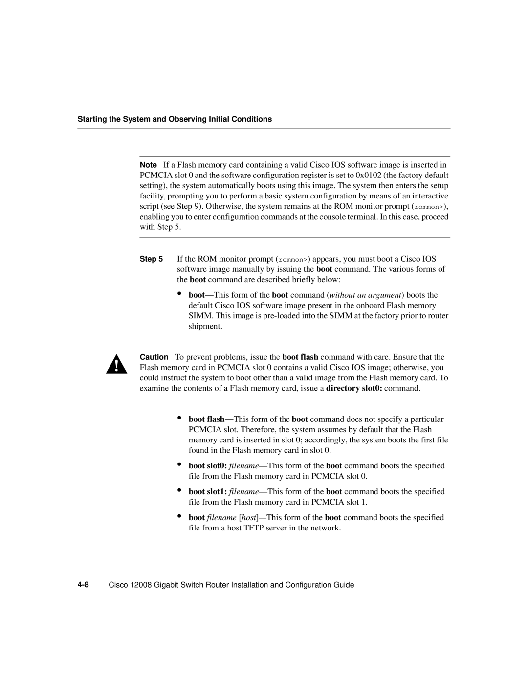 Cisco Systems Cisco 12008 manual Starting the System and Observing Initial Conditions 