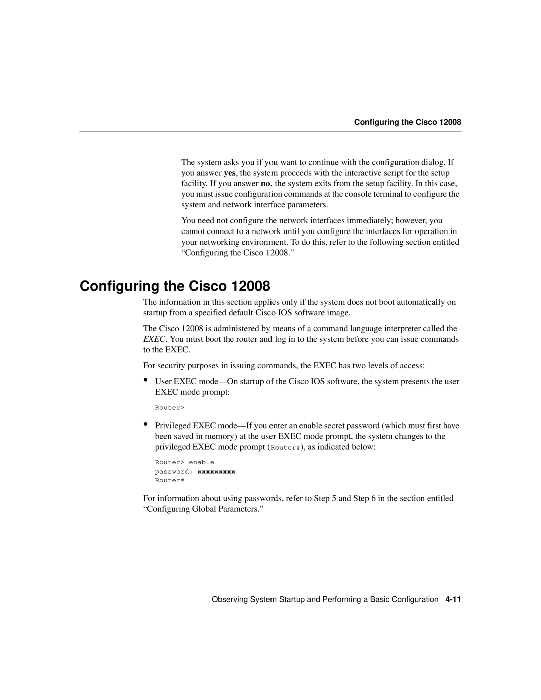 Cisco Systems Cisco 12008 manual Configuring the Cisco 