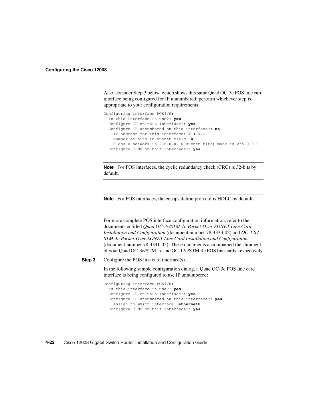 Cisco Systems Cisco 12008 manual Configuring the Cisco 