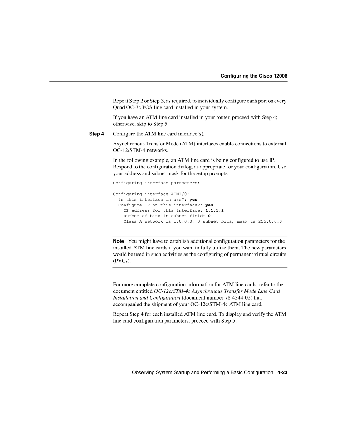 Cisco Systems Cisco 12008 manual Configuring the Cisco 