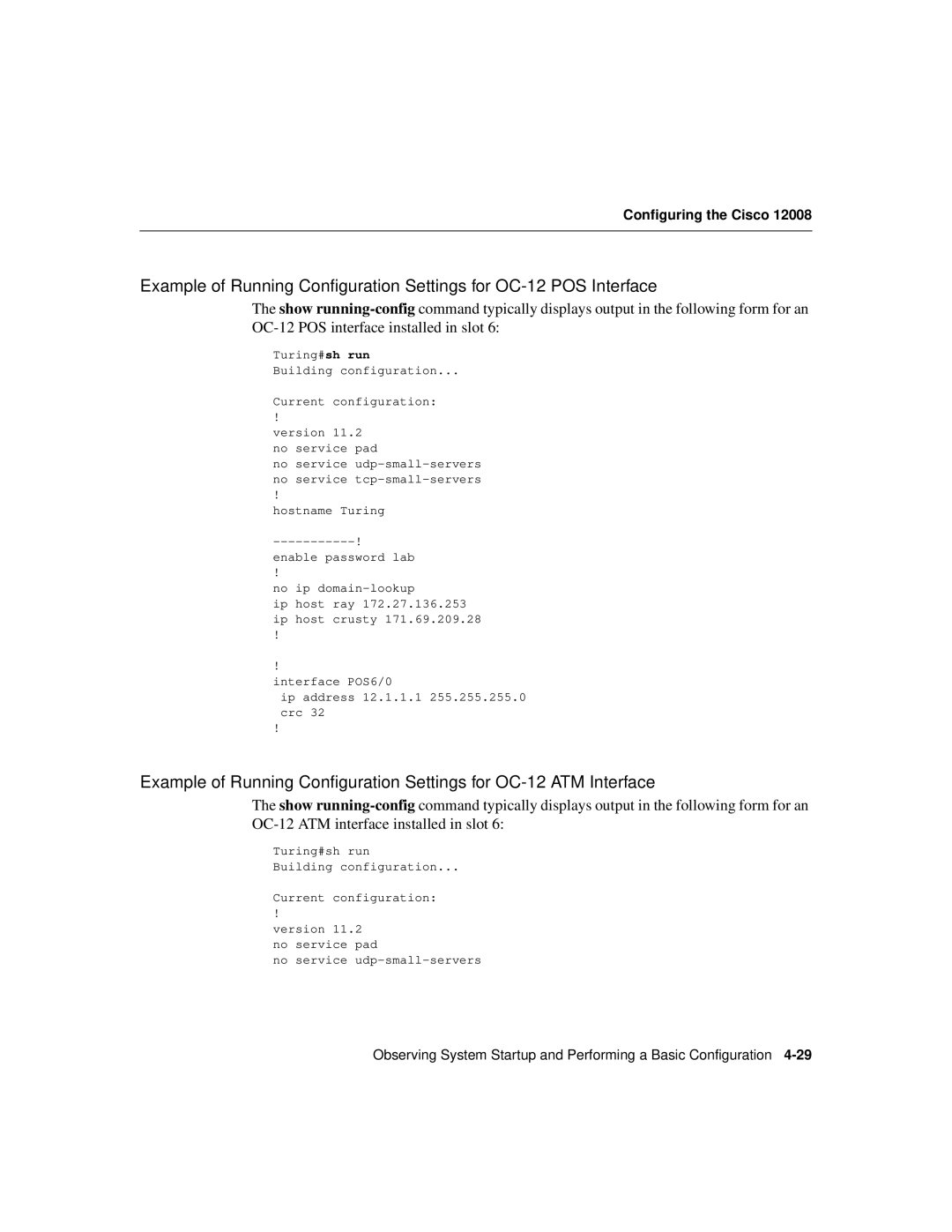 Cisco Systems Cisco 12008 manual Turing#sh run Building configuration Current configuration 