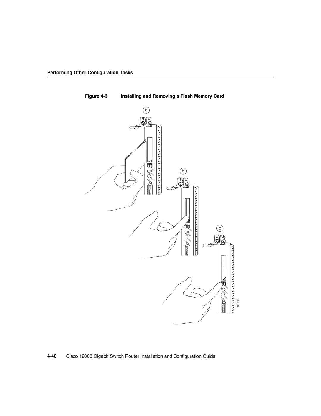 Cisco Systems Cisco 12008 manual Installing and Removing a Flash Memory Card 