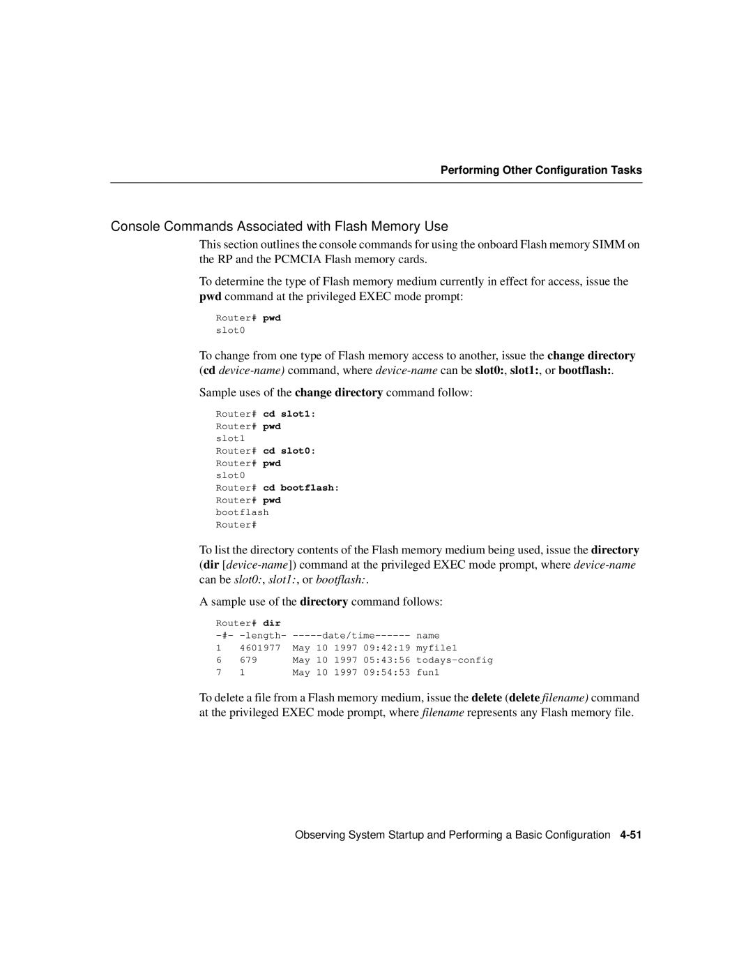 Cisco Systems Cisco 12008 manual Console Commands Associated with Flash Memory Use 