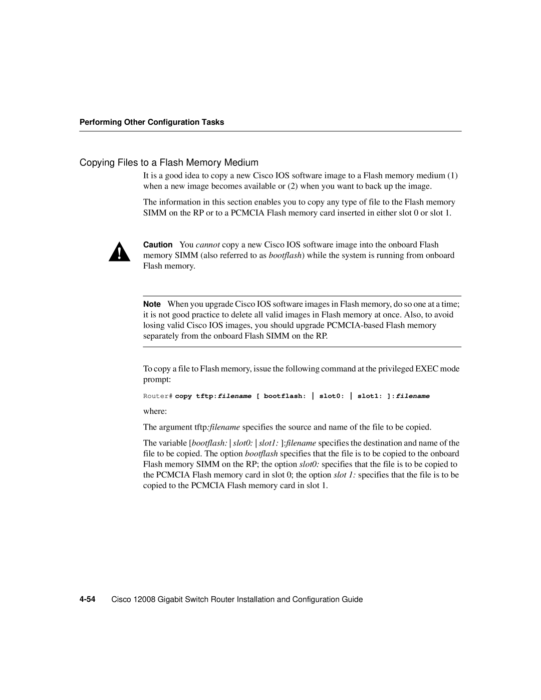 Cisco Systems Cisco 12008 manual Copying Files to a Flash Memory Medium 